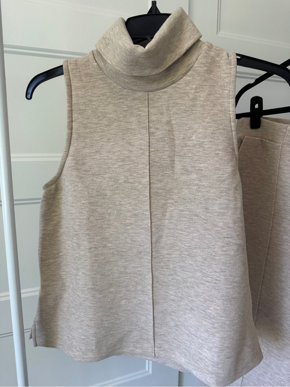OGL Cream Sleeveless Turtleneck Top with Wide-Leg Pants - Picture 4 of 7